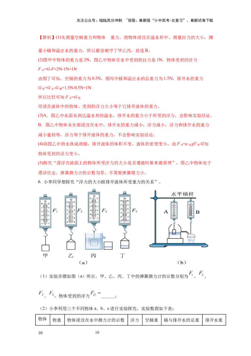 常考实验05.验证阿基米德原理实验（解析版）_02中考总复习（2026版更新中）_04-物理-中考总复习_2025年中考复习资料_2025年物理中考二轮复习21个必考12个常考实验三题型新考法专项精练