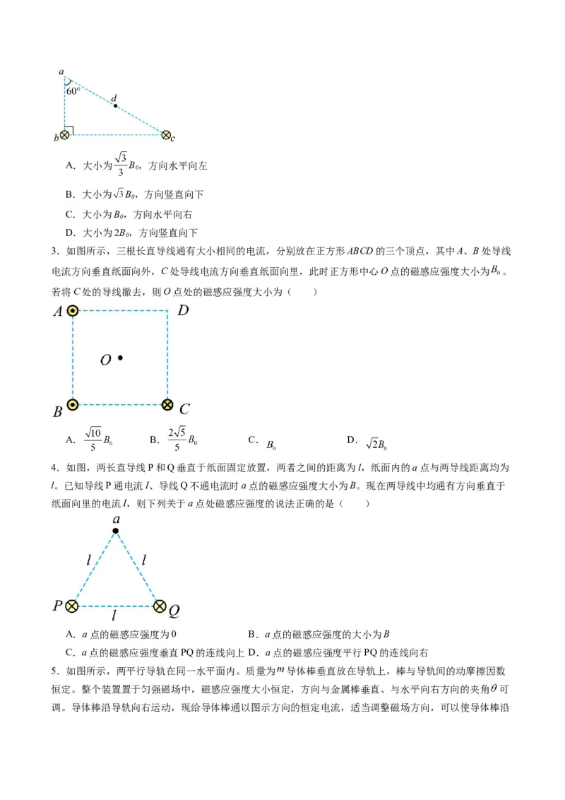 第46讲磁场及其对电流的作用（练习）（原卷版）_4.2025物理总复习_2025年新高考资料_一轮复习_2025年高考物理一轮复习讲练测（新教材新高考）