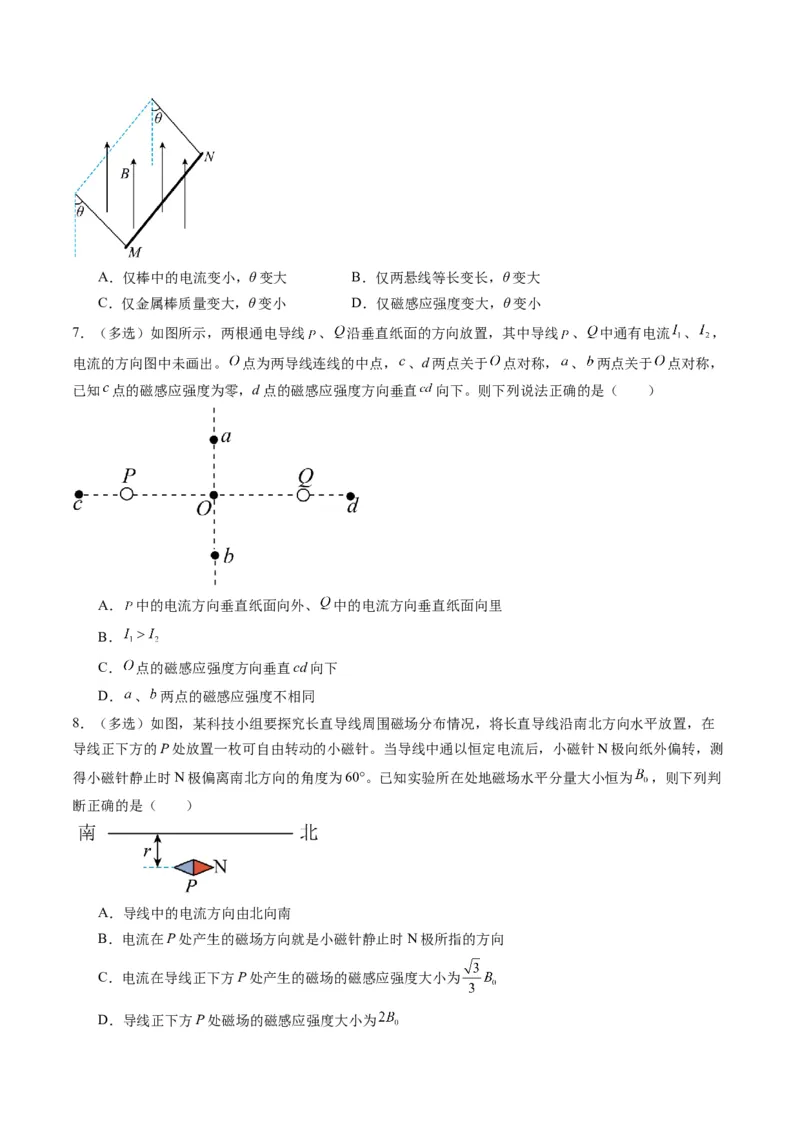 第46讲磁场及其对电流的作用（练习）（原卷版）_4.2025物理总复习_2025年新高考资料_一轮复习_2025年高考物理一轮复习讲练测（新教材新高考）