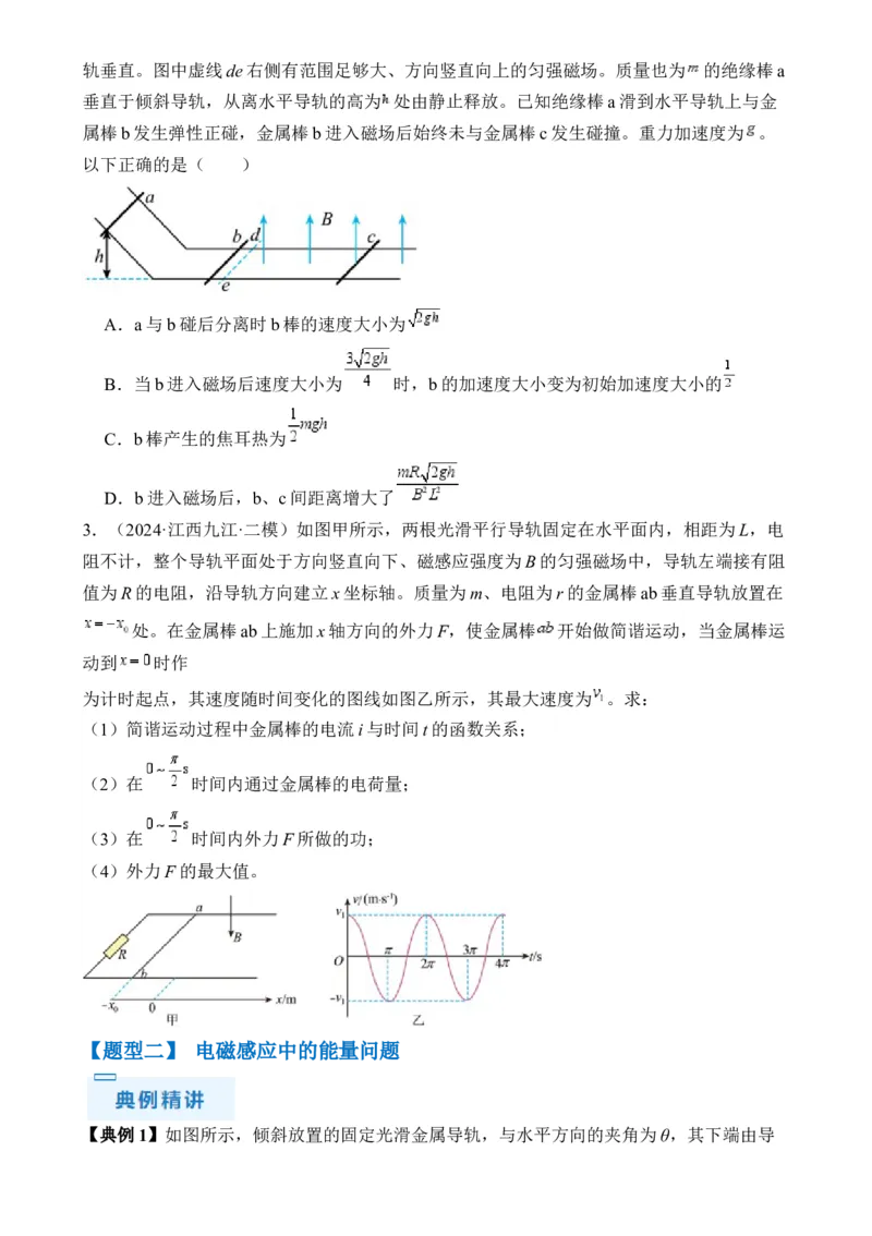 秘籍14电磁感应中的动力学、能量、动量问题-备战2024年高考物理抢分秘籍秘籍14电磁感应中的动力学、能量、动量问题（原卷版）-备战2024年高考物理抢分秘籍_4.2025物理总复习