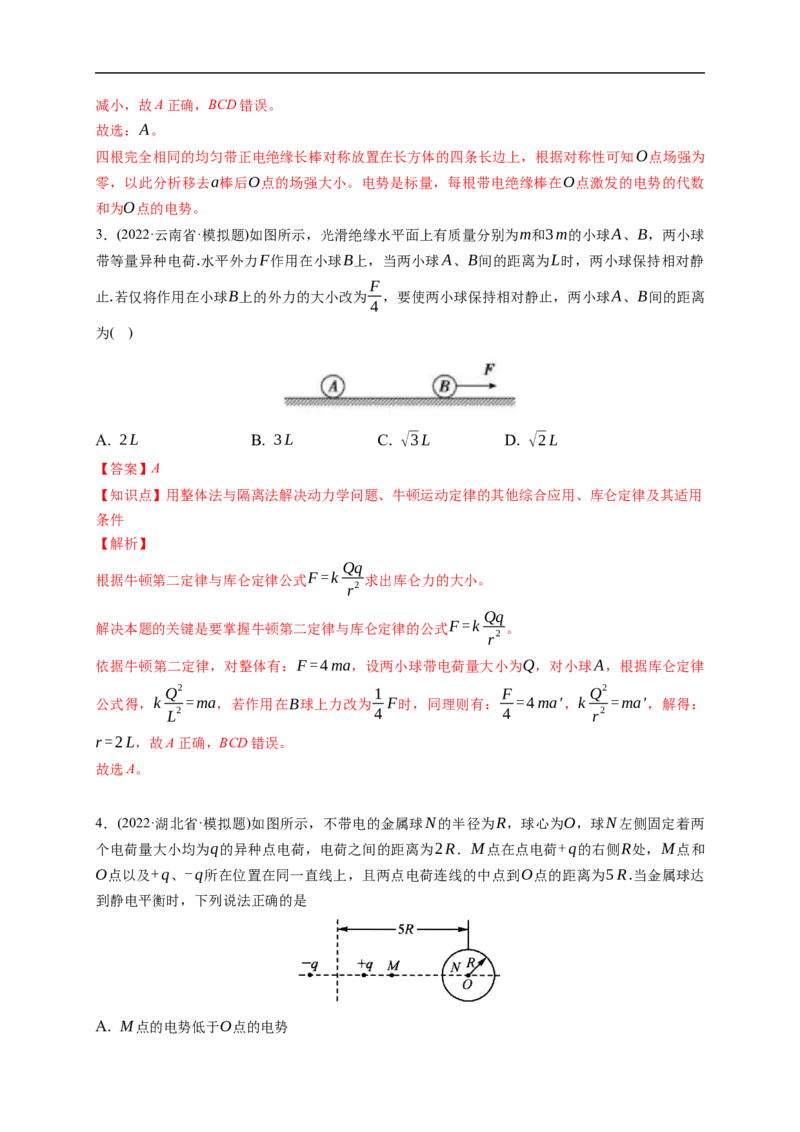 第01练　电场力的性质（解析版）_4.2025物理总复习_2023年新高复习资料_一轮复习_2023年高考物理一轮复习小题多维练（新高考专用）_第八章　静电场_第01练电场力的性质