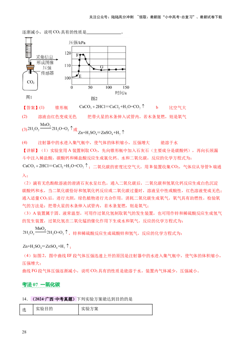 主题二物质的性质和应用Ⅰ&mdash;&mdash;空气、氧气、碳及其氧化物（讲练）（解析版）_02中考总复习（2026版更新中）_05-化学-中考总复习_2025年中考复习资料_2025中考二轮课件ppt+讲义+练习化学