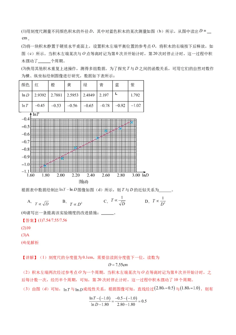 第32讲实验：用单摆测量重力加速度（讲义）（解析版）_4.2025物理总复习_2025年新高考资料_一轮复习_2025年高考物理一轮复习讲练测（新教材新高考）