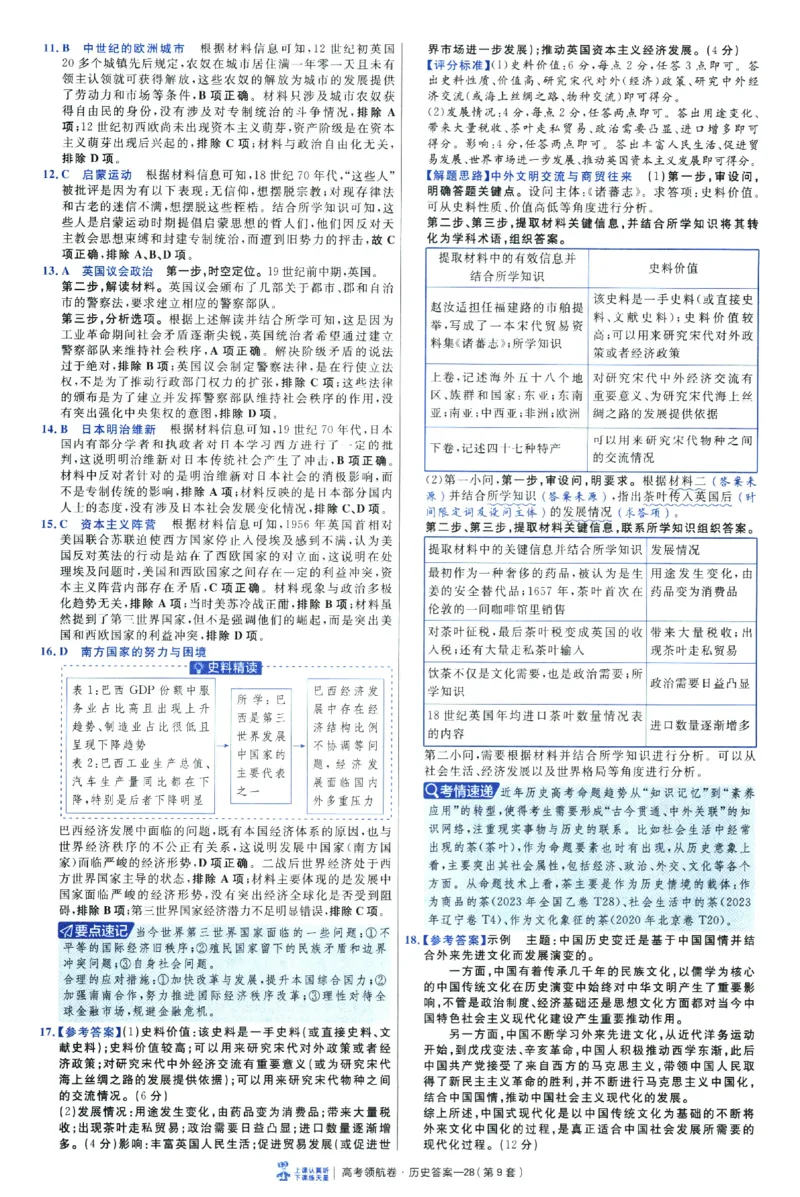 2026版金考卷&middot;百校联盟高考领航卷历史（新教材版）-答案_2026版金考卷&middot;百校联盟高考领航卷（全科）_2026版金考卷&middot;百校联盟高考领航卷历史（新教材版）