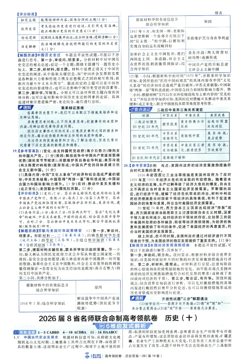 2026版金考卷&middot;百校联盟高考领航卷历史（新教材版）-答案_2026版金考卷&middot;百校联盟高考领航卷（全科）_2026版金考卷&middot;百校联盟高考领航卷历史（新教材版）
