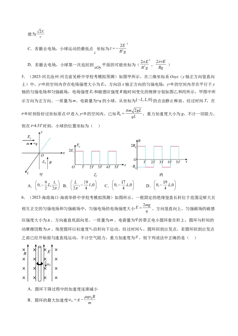 第53讲带电粒子在复合场中的运动（练习）（原卷版）_4.2025物理总复习_2024年新高考资料_1.2024一轮复习_2024年高考物理一轮复习讲练测（新教材新高考）