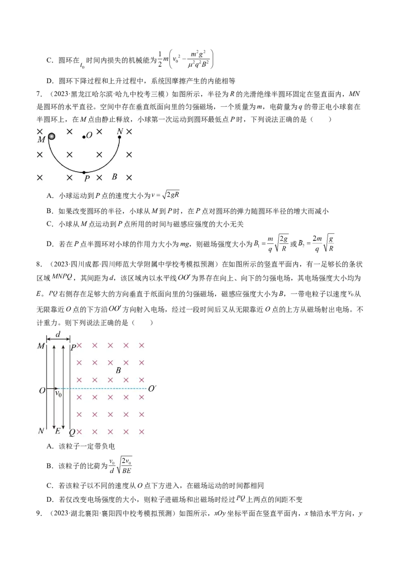 第53讲带电粒子在复合场中的运动（练习）（原卷版）_4.2025物理总复习_2024年新高考资料_1.2024一轮复习_2024年高考物理一轮复习讲练测（新教材新高考）