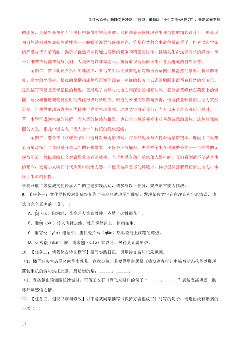 习题突破练--基础知识综合真题实战+核心精练+进阶拔高（全国通用）（解析版）_02中考总复习（2026版更新中）_01-语文-中考总复习_2026年中考复习（更新中）