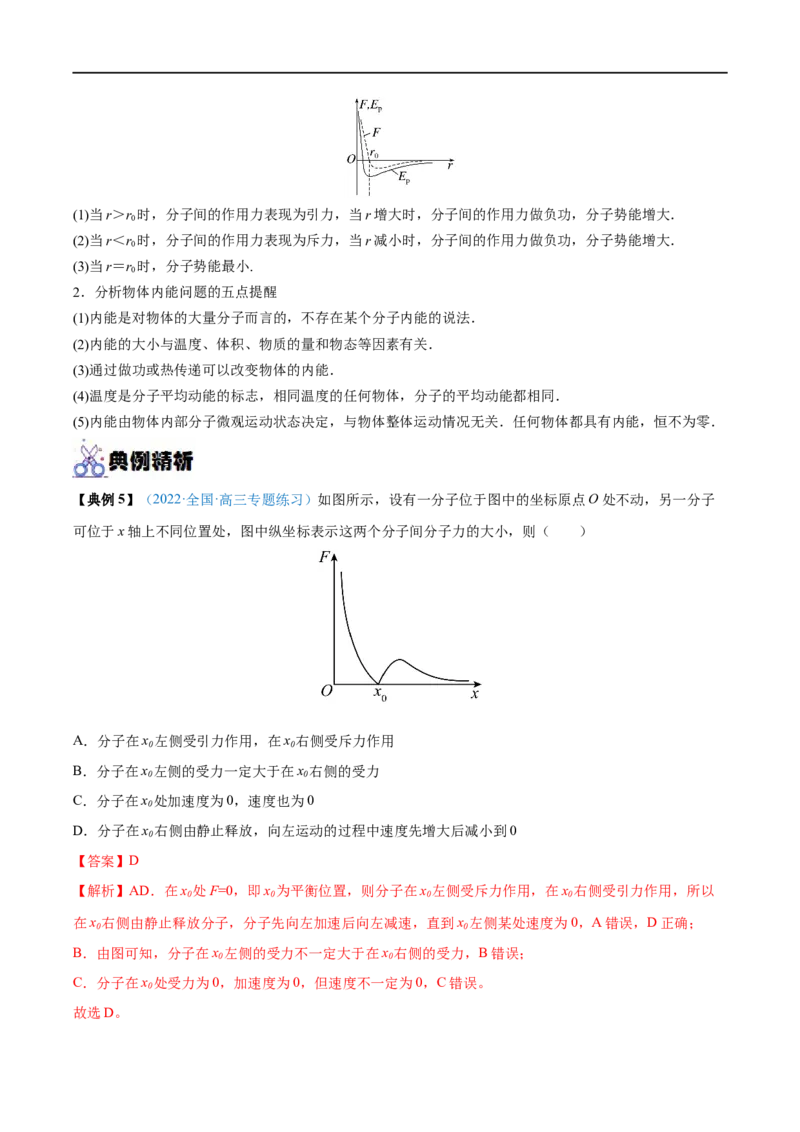 专题33分子动理论　内能&mdash;&mdash;全攻略备战2023年高考物理一轮重难点复习（解析版）_4.2025物理总复习_2023年新高复习资料_一轮复习_全攻略备战2023年高考物理一轮重难点复习