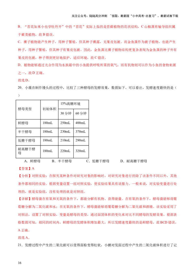 主题七生物学与社会&middot;跨学科实践（测试）（解析版）_02中考总复习（2026版更新中）_08-生物-中考总复习_2025中考复习资料_2025中考二轮课件ppt+讲义+练习生物_测试