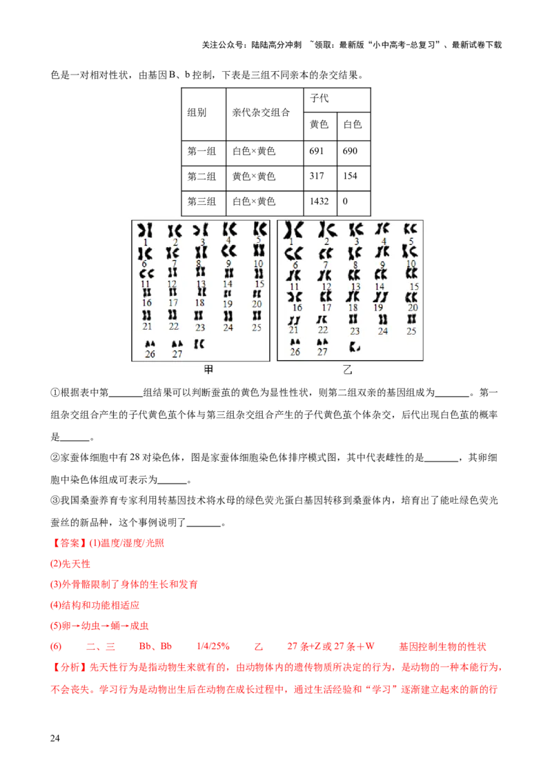 主题七生物学与社会&middot;跨学科实践（测试）（解析版）_02中考总复习（2026版更新中）_08-生物-中考总复习_2025中考复习资料_2025中考二轮课件ppt+讲义+练习生物_测试