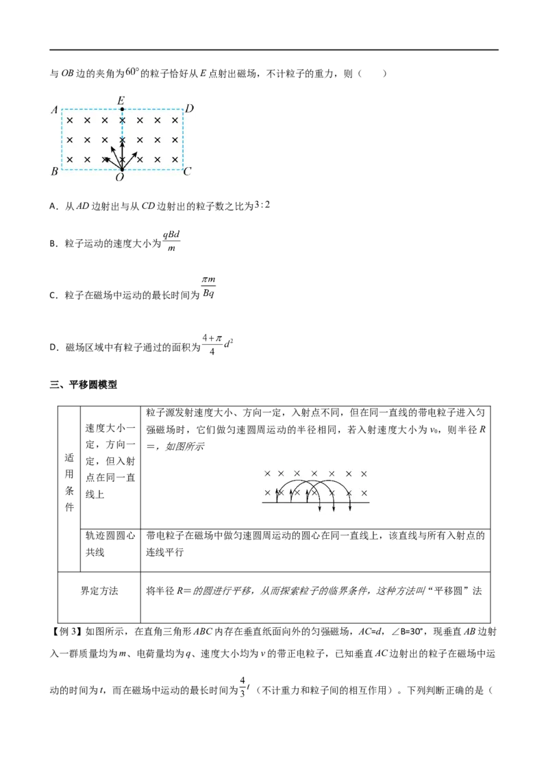 专题58放缩圆、旋转圆、平移圆和磁聚焦模型在磁场中的应用（原卷版）_4.2025物理总复习_2023年新高复习资料_一轮复习_2023届高三物理一轮复习多维度导学与分层专练