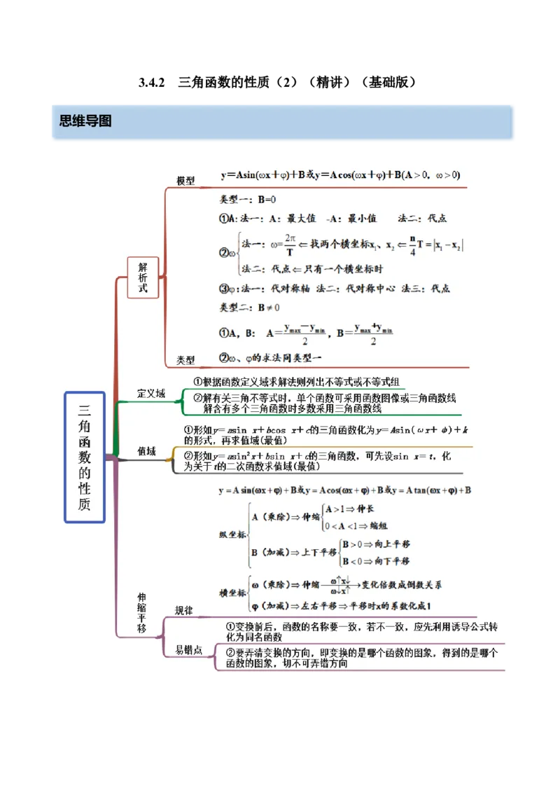 3.4.2三角函数的性质（2）（精讲）（基础版）（解析版）_2.2025数学总复习_2023年新高考资料_一轮复习_2023年高考数学一轮复习（基础版）（新高考地区专用）