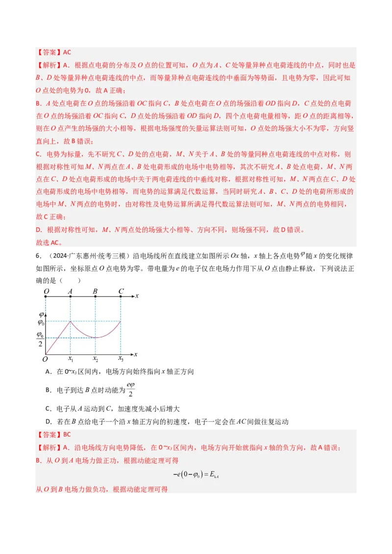 热点06静电场&ldquo;点线面迹&rdquo;模型（解析版）_4.2025物理总复习_2024年新高考资料_3.2024专项复习_2024年高考物理热点&middot;重点&middot;难点专练（新高考专用）