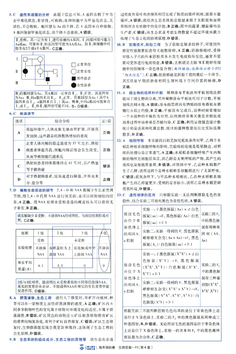 2026版金考卷&middot;百校联盟高考领航卷生物（全国单选版）-答案_2026版金考卷&middot;百校联盟高考领航卷（全科）_2026版金考卷&middot;百校联盟高考领航卷生物（单选+不定项）