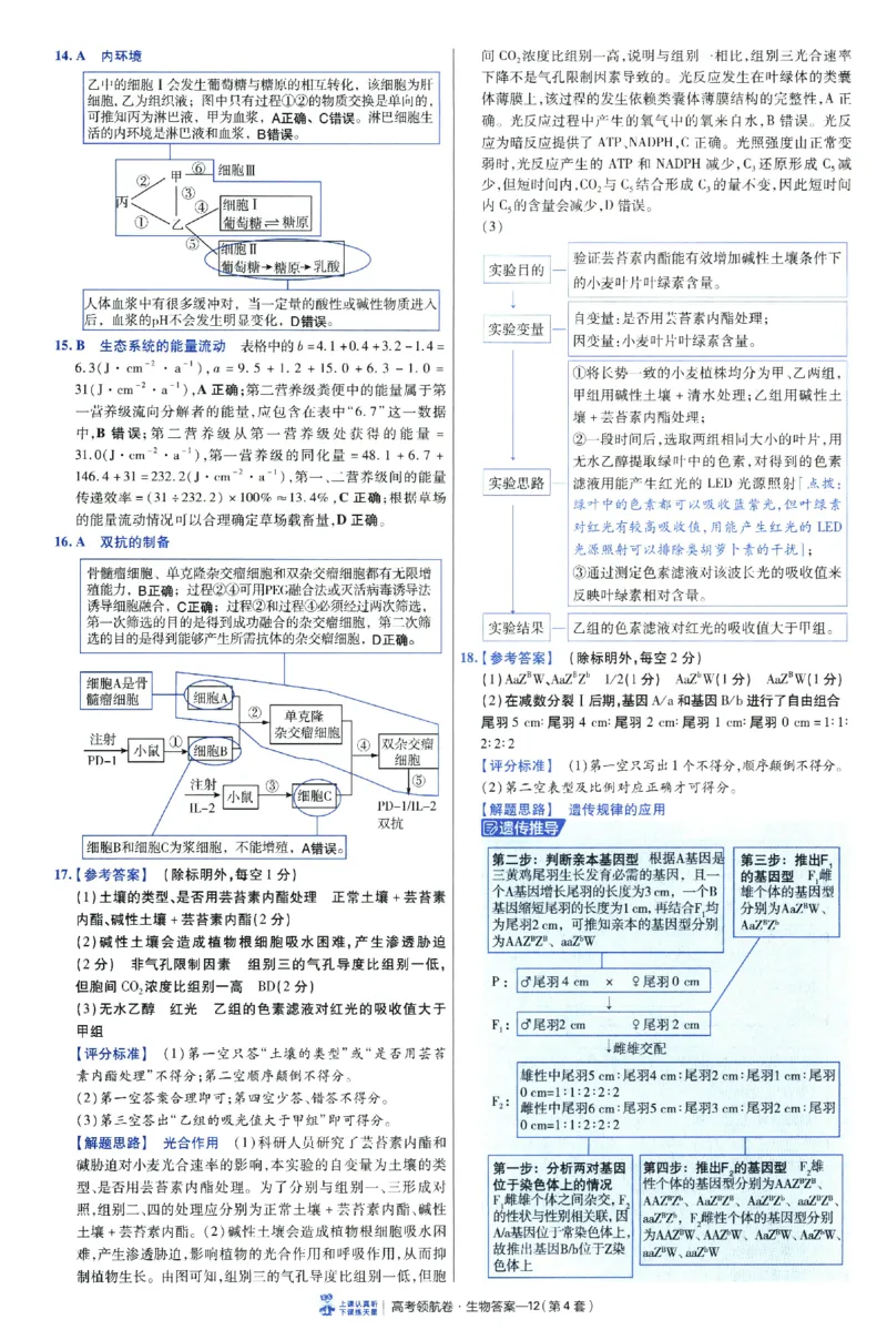 2026版金考卷&middot;百校联盟高考领航卷生物（全国单选版）-答案_2026版金考卷&middot;百校联盟高考领航卷（全科）_2026版金考卷&middot;百校联盟高考领航卷生物（单选+不定项）
