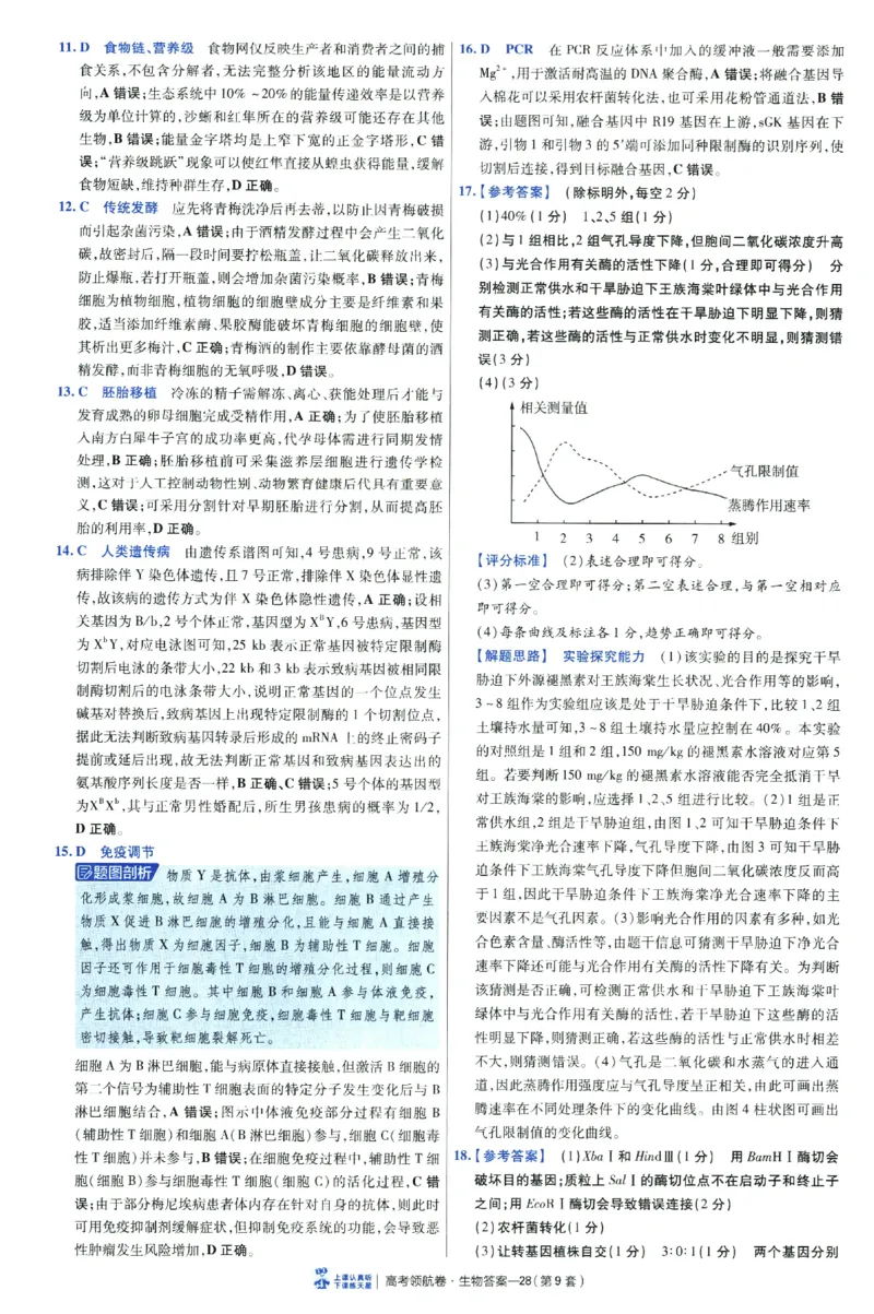 2026版金考卷&middot;百校联盟高考领航卷生物（全国单选版）-答案_2026版金考卷&middot;百校联盟高考领航卷（全科）_2026版金考卷&middot;百校联盟高考领航卷生物（单选+不定项）