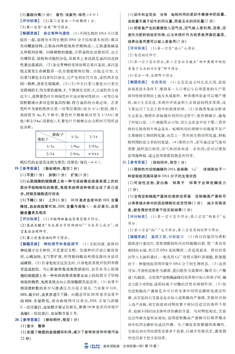2026版金考卷&middot;百校联盟高考领航卷生物（全国单选版）-答案_2026版金考卷&middot;百校联盟高考领航卷（全科）_2026版金考卷&middot;百校联盟高考领航卷生物（单选+不定项）