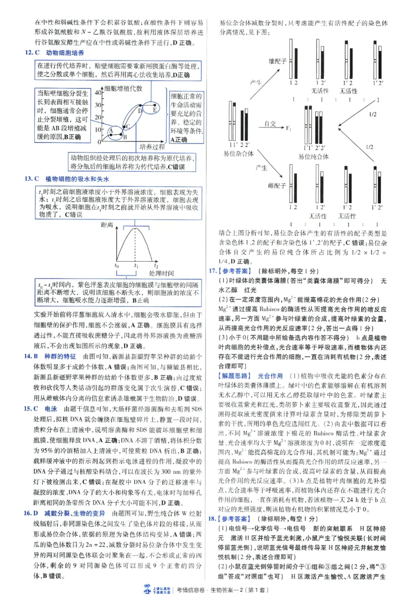 2026版金考卷&middot;百校联盟高考领航卷生物（全国单选版）-答案_2026版金考卷&middot;百校联盟高考领航卷（全科）_2026版金考卷&middot;百校联盟高考领航卷生物（单选+不定项）