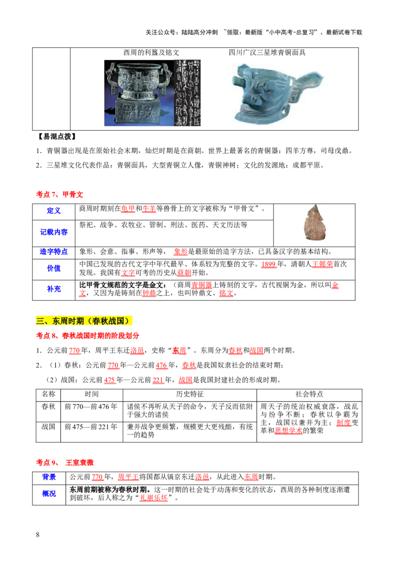 主题01++先秦时期+（历史时空+热词背诵+考点梳理+素养导向+命题预测）-2025年中考历史一轮知识点梳理_02中考总复习（2026版更新中）_06-历史-中考总复习_2025年中考复习资料