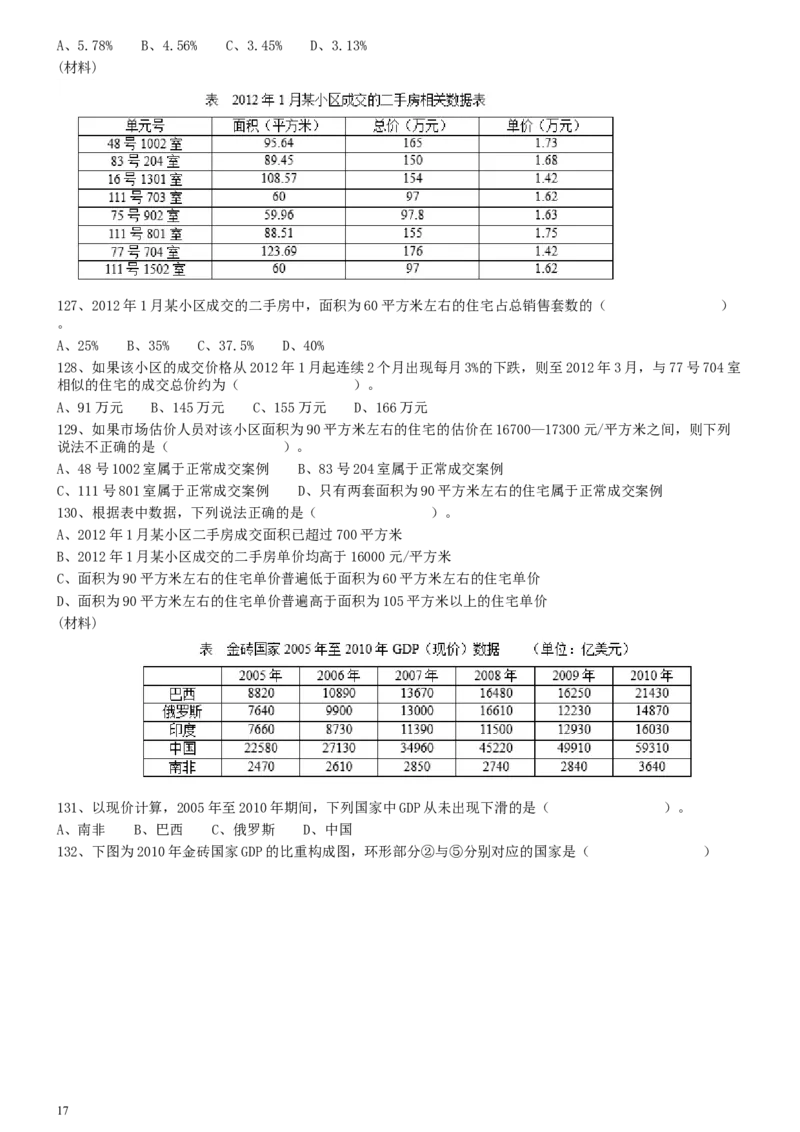 2013年上海公务员考试《行测》真题（A卷）_34省+国考真题_此文件夹为word版,不推荐使用_此word版为,不推荐使用_此word版为,不推荐使用_题目