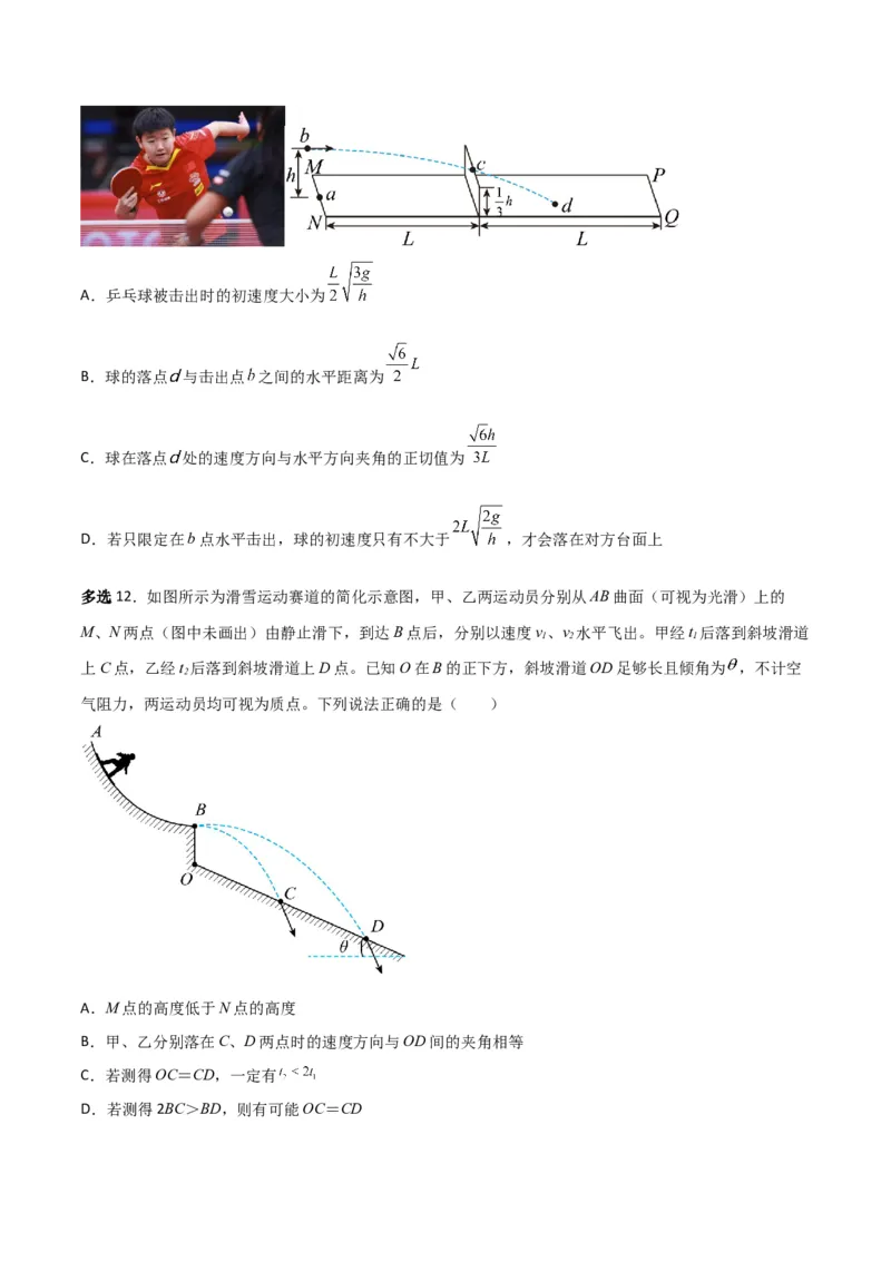 第16讲抛体运动规律-2024届高中物理一轮复习提升素养导学案（全国通用）原卷版_4.2025物理总复习_2024年新高考资料_1.2024一轮复习_2024届高中物理一轮复习提升素养导学案（全国通用）