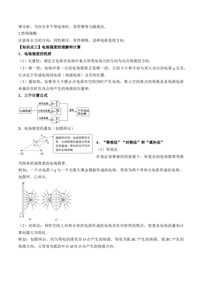 专题7.1　电场力的性质讲&mdash;&mdash;2023年高考物理一轮复习讲练测（新教材新高考通用）（原卷版）_4.2025物理总复习_2023年新高复习资料_一轮复习