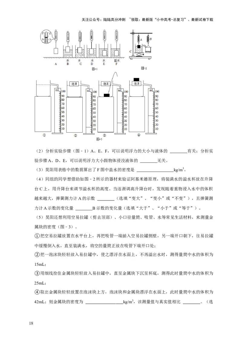实验10探究浮力大小与哪些因素有关（解析版）_02中考总复习（2026版更新中）_04-物理-中考总复习_2024年中考复习资料_二轮复习_（讲义+练习）2024年中考物理二轮题型专项复习