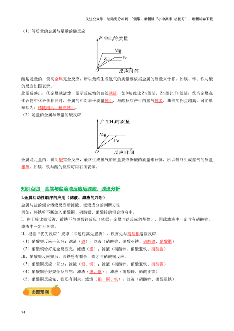 主题二物质的性质和应用Ⅲ&mdash;&mdash;金属与金属矿物（讲练）（解析版）_02中考总复习（2026版更新中）_05-化学-中考总复习_2025年中考复习资料_2025中考二轮课件ppt+讲义+练习化学_讲义+练习