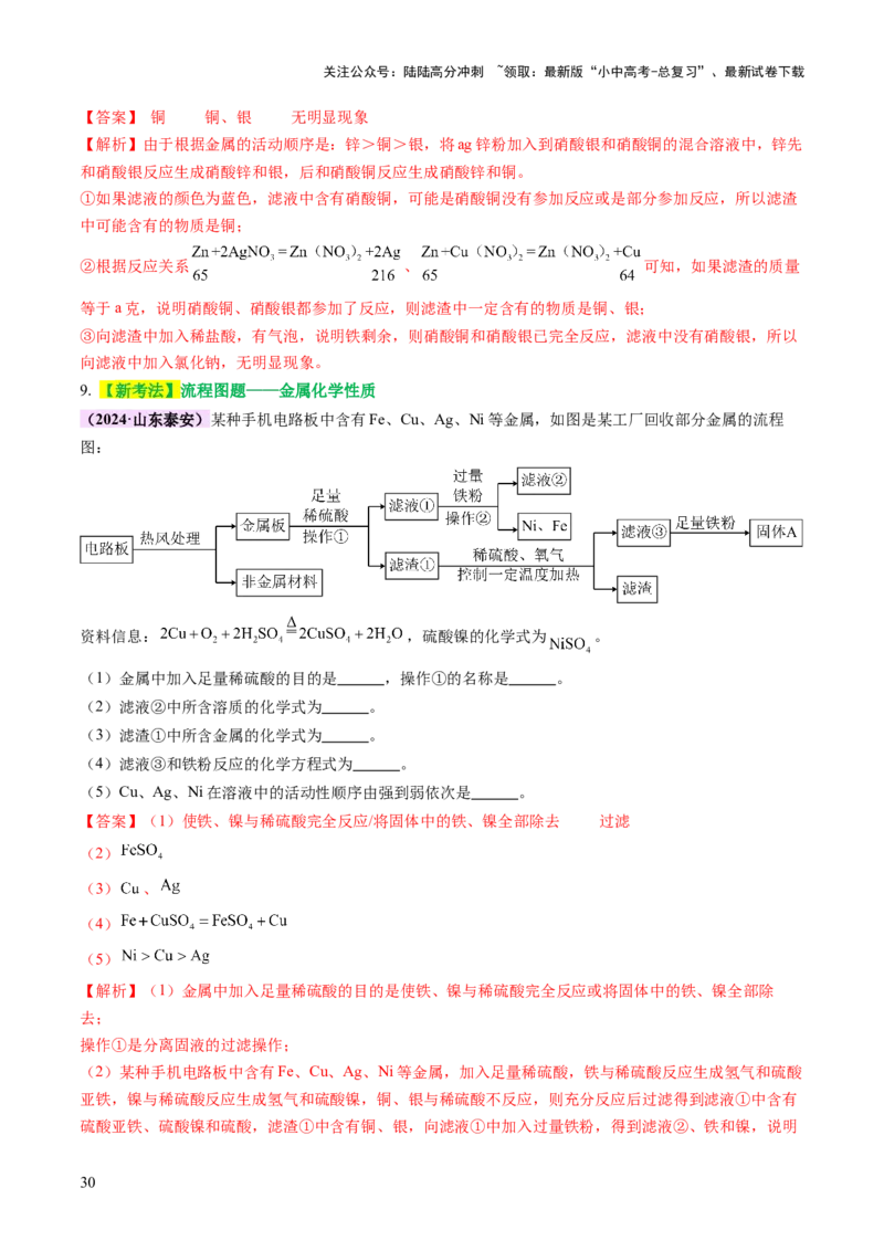 主题二物质的性质和应用Ⅲ&mdash;&mdash;金属与金属矿物（讲练）（解析版）_02中考总复习（2026版更新中）_05-化学-中考总复习_2025年中考复习资料_2025中考二轮课件ppt+讲义+练习化学_讲义+练习