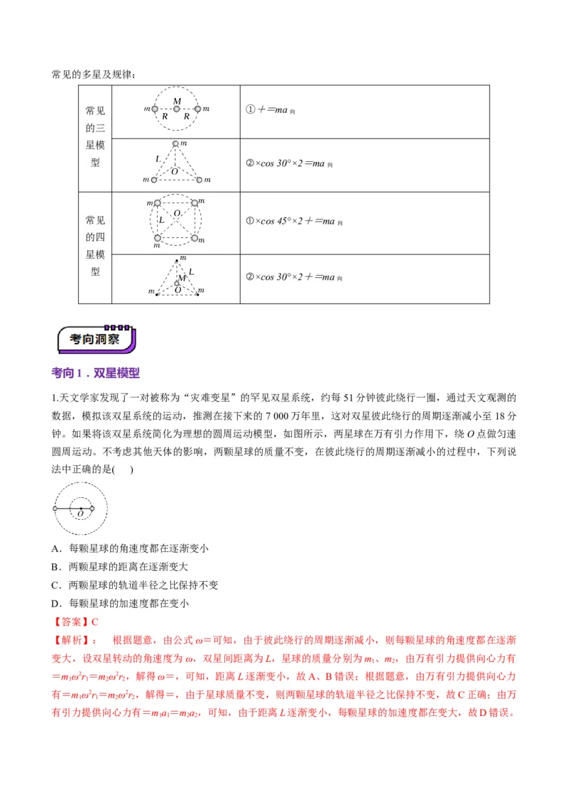 第18讲天体运动中的三大模型（讲义）（解析版）_4.2025物理总复习_2025年新高考资料_一轮复习_2025年高考物理一轮复习讲练测（新教材新高考）