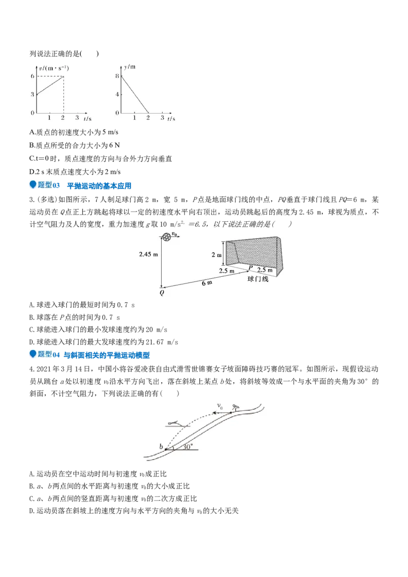压轴题02牛顿运动定律曲线运动（原卷版）_4.2025物理总复习_2024年新高考资料_5.2024三轮冲刺_2024年高考物理压轴题专项训练（新高考通用）