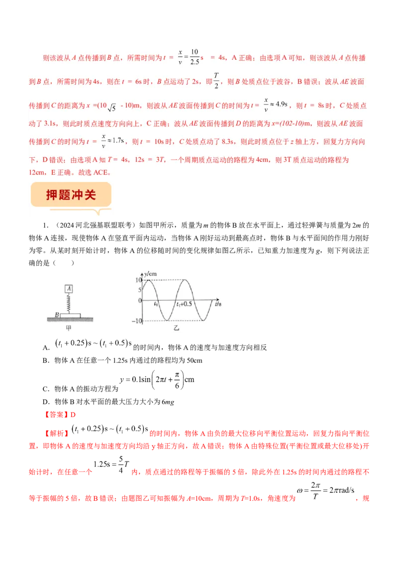 押江苏卷2题机械振动、机械波（原卷版）_4.2025物理总复习_2024年新高考资料_5.2024三轮冲刺_备战2024年高考物理临考题号押题（江苏卷）322751514