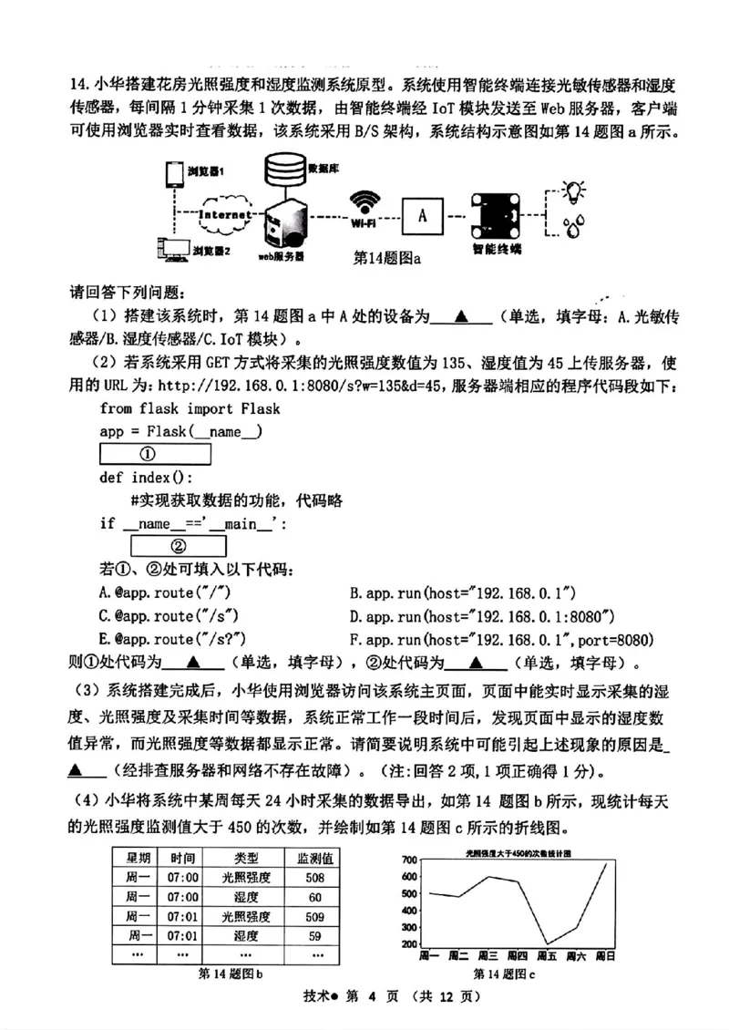 技术_A1502026各地模拟卷（超值！）_6月_240625浙江省杭州市2023-2024学年高二下学期6月期末考试_浙江省杭州市2023-2024学年高二下学期6月期末考试技术