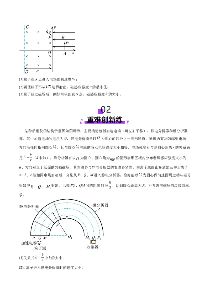 第49讲带电粒子在组合场中的运动（练习）（原卷版）_4.2025物理总复习_2025年新高考资料_一轮复习_2025年高考物理一轮复习讲练测（新教材新高考）