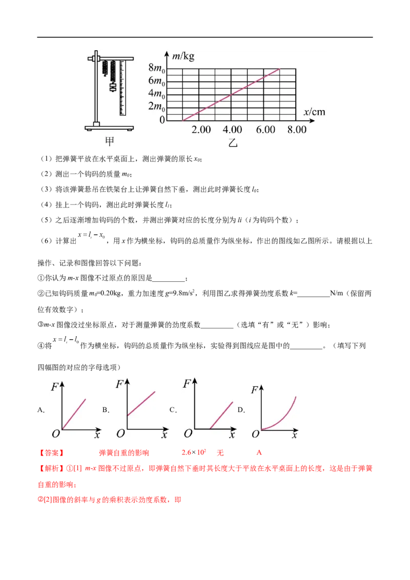 实验02探究弹簧弹力与形变量的关系&mdash;&mdash;全攻略备战2023年高考物理一轮重难点复习（解析版）_4.2025物理总复习_2023年新高复习资料_一轮复习