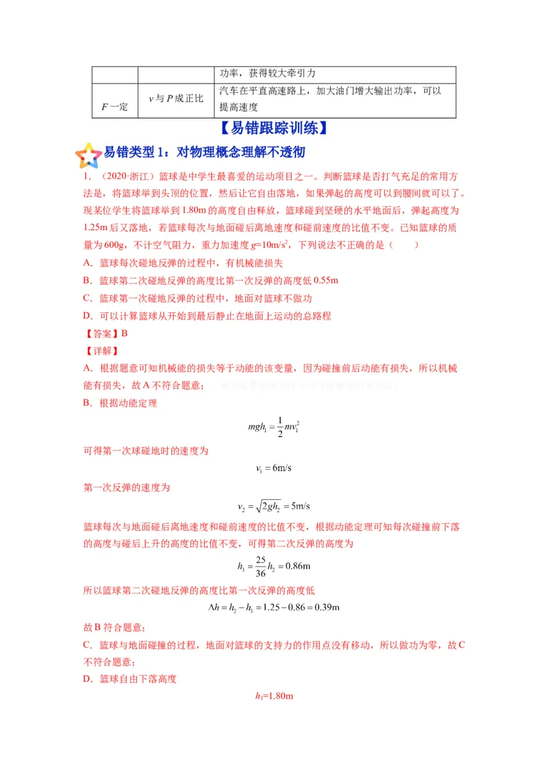 备战2023年高考物理考试易错题&mdash;&mdash;易错点11功、功率、动能定理及其应用答案_4.2025物理总复习_2023年新高复习资料_一轮复习_备战2023新高考物理一轮复习考试易错题（含答案）