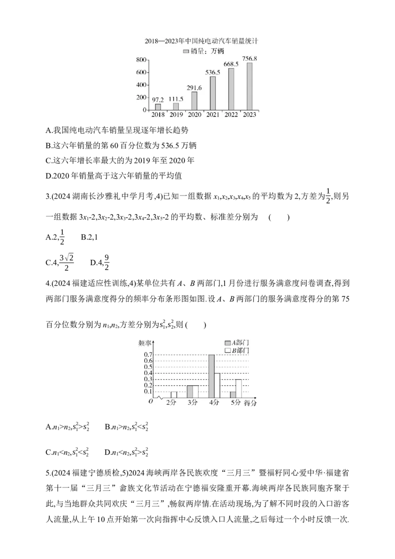 2025版新教材高考数学第二轮复习专题练--9.5　统计与成对数据的统计分析（含答案）_2.2025数学总复习_2025年新高考资料_二轮复习_备考20252025版新教材高考数学第二轮复习专题练