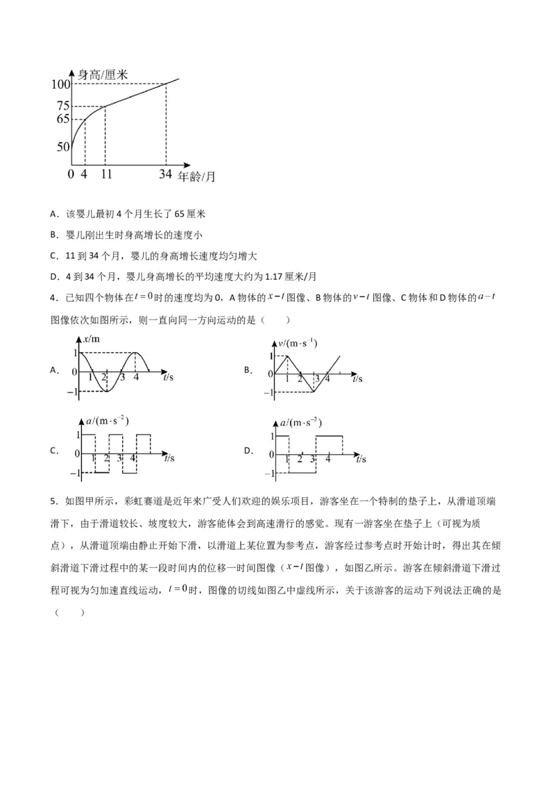 第4讲运动图像问题-2024届高中物理一轮复习提升素养导学案（全国通用）原卷版_4.2025物理总复习_2024年新高考资料_1.2024一轮复习_2024届高中物理一轮复习提升素养导学案（全国通用）