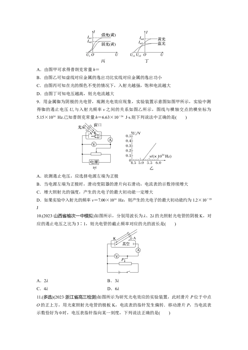 第16章第1练　光电效应　波粒2象性_4.2025物理总复习_2024年新高考资料_1.2024一轮复习_2024年高考物理一轮复习讲义（新人教版）_学生版在此文件夹_一轮复习85练