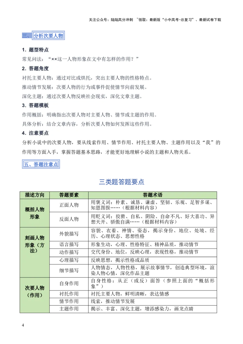 模板06人物形象类题型（答题模板）原卷版_02中考总复习（2026版更新中）_01-语文-中考总复习_2025年中考资料_2025年中考语文答题方法模板