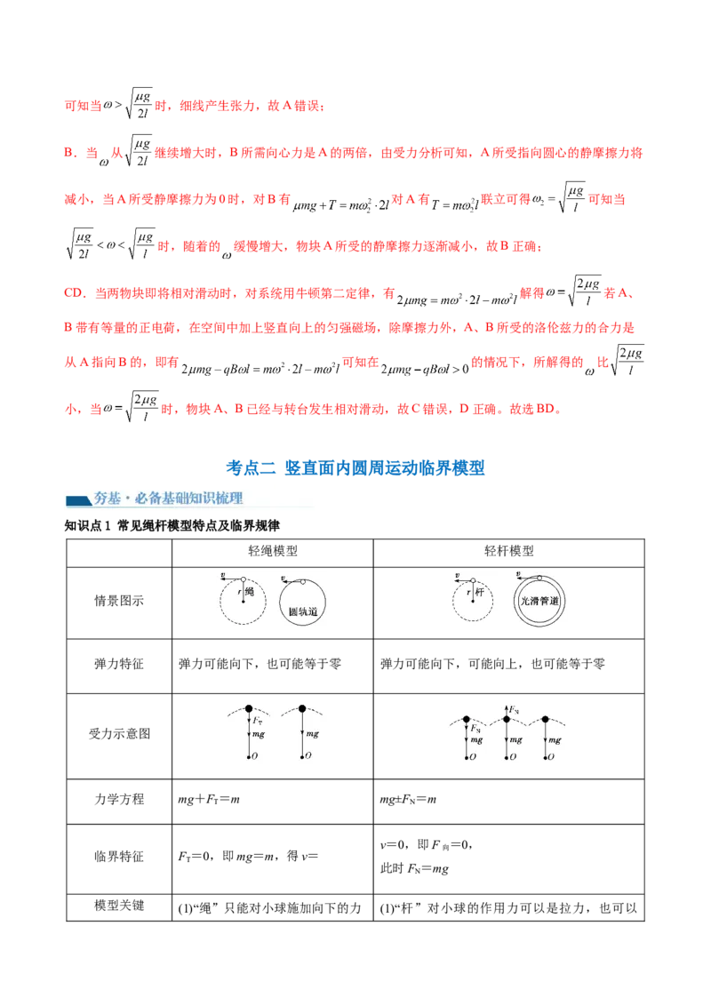 第19讲圆周运动的临界问题（讲义）（解析版）_4.2025物理总复习_2024年新高考资料_1.2024一轮复习_2024年高考物理一轮复习讲练测（新教材新高考）_第19讲圆周运动的临界问题（讲义）