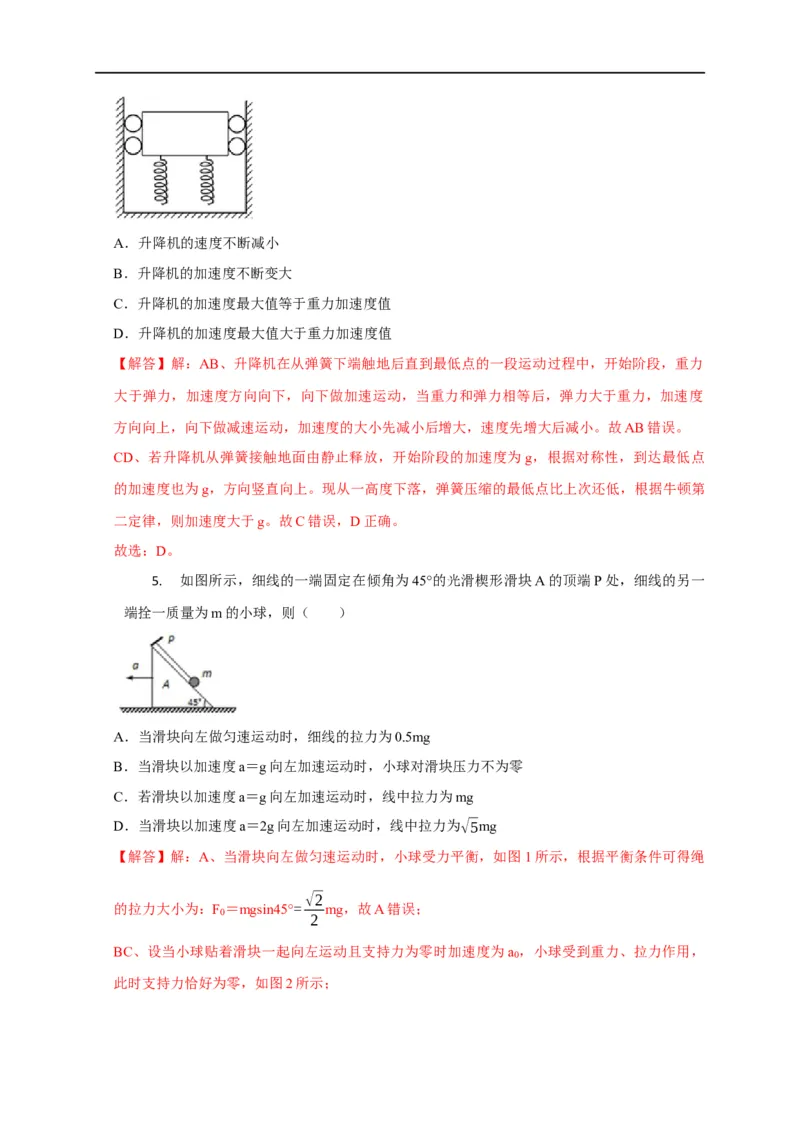第4讲弹力突变问题（解析版）_4.2025物理总复习_2023年新高复习资料_专项复习_2023届高三物理高考复习101微专题模型精讲精练