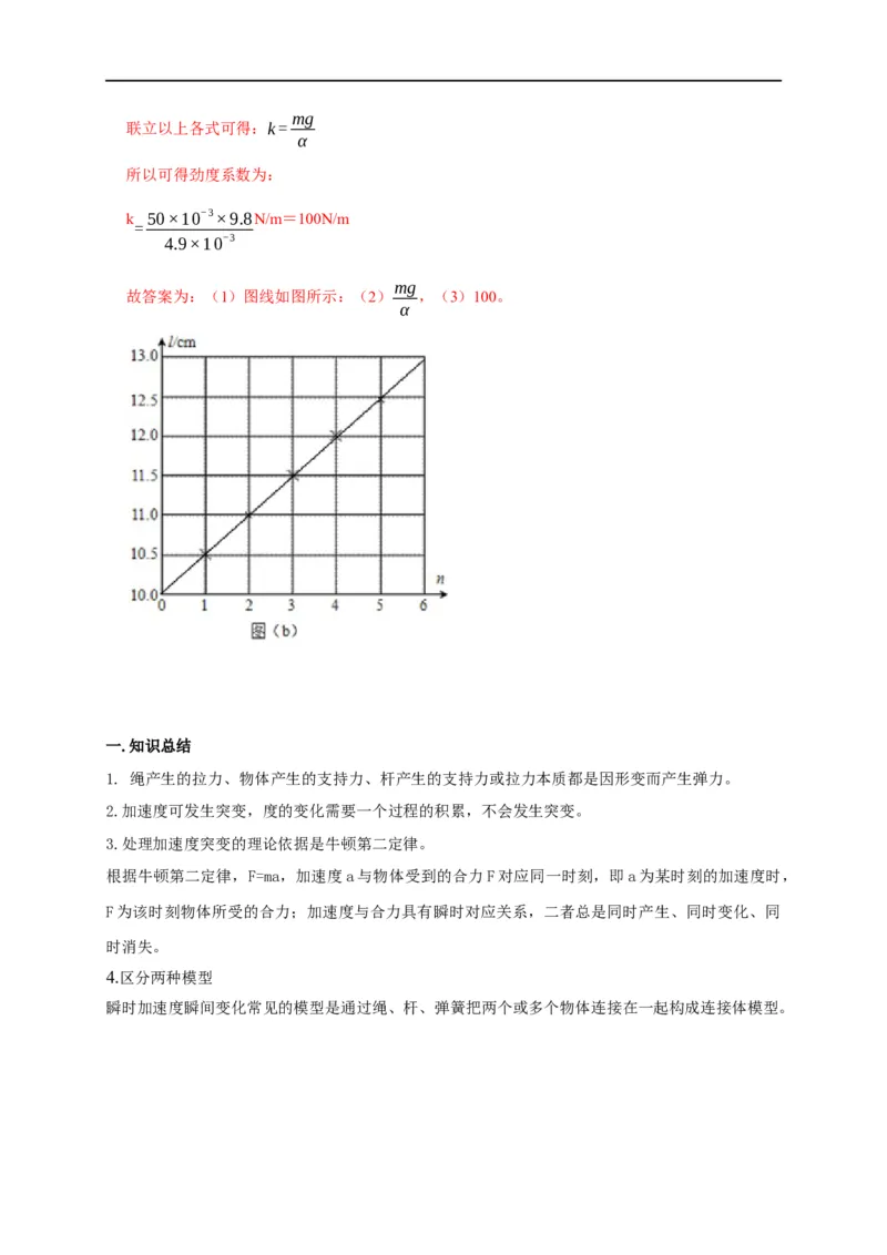 第4讲弹力突变问题（解析版）_4.2025物理总复习_2023年新高复习资料_专项复习_2023届高三物理高考复习101微专题模型精讲精练