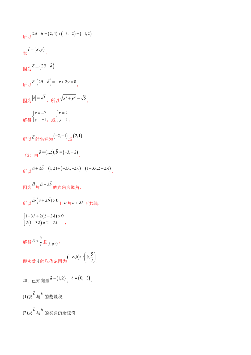 专题04向量运算的坐标表示（解析版）_2.2025数学总复习_2024年新高考资料_3.2024专项复习_计算训练2024年高考数学计算题型精练系列（新高考通用版）