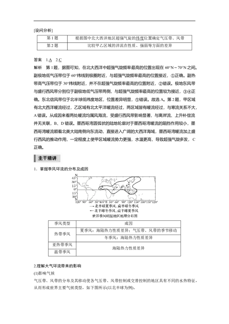 2023年高考地理二轮复习（新高考版）第1部分专题突破专题2考点3　大气环流_9.2025地理总复习_2023年新高考复习资料_二轮复习_2023年高考地理二轮复习讲义+课件（新高考版）
