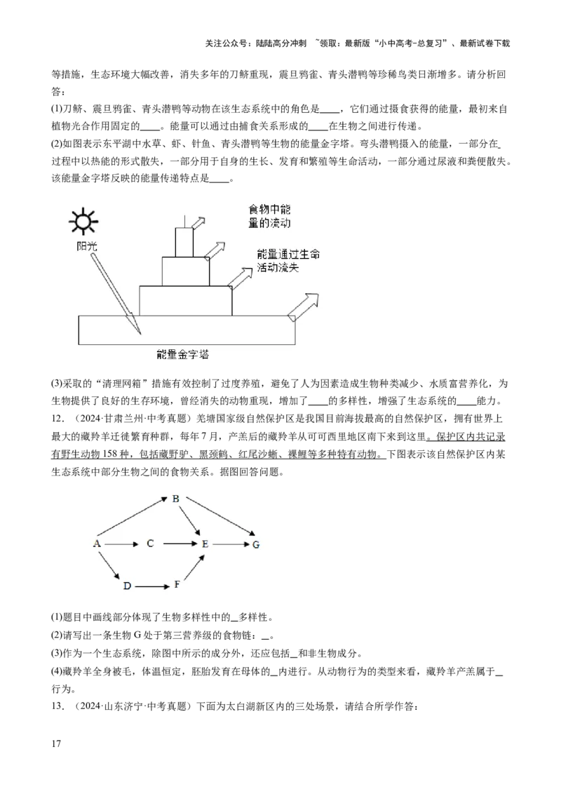热点趋向03综合应用（讲练）（原卷版）_02中考总复习（2026版更新中）_08-生物-中考总复习_2025中考复习资料_2025中考二轮课件ppt+讲义+练习生物_测试