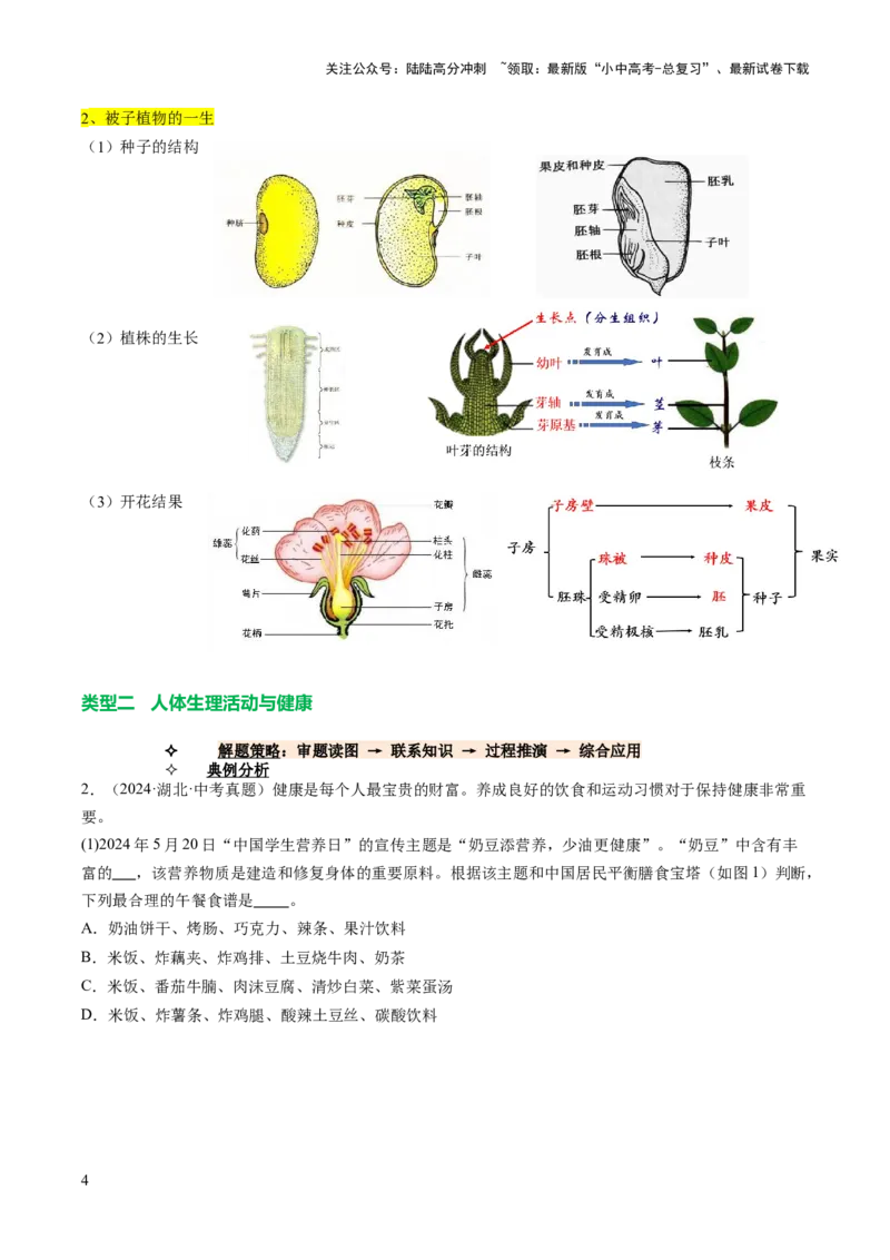 热点趋向03综合应用（讲练）（原卷版）_02中考总复习（2026版更新中）_08-生物-中考总复习_2025中考复习资料_2025中考二轮课件ppt+讲义+练习生物_测试