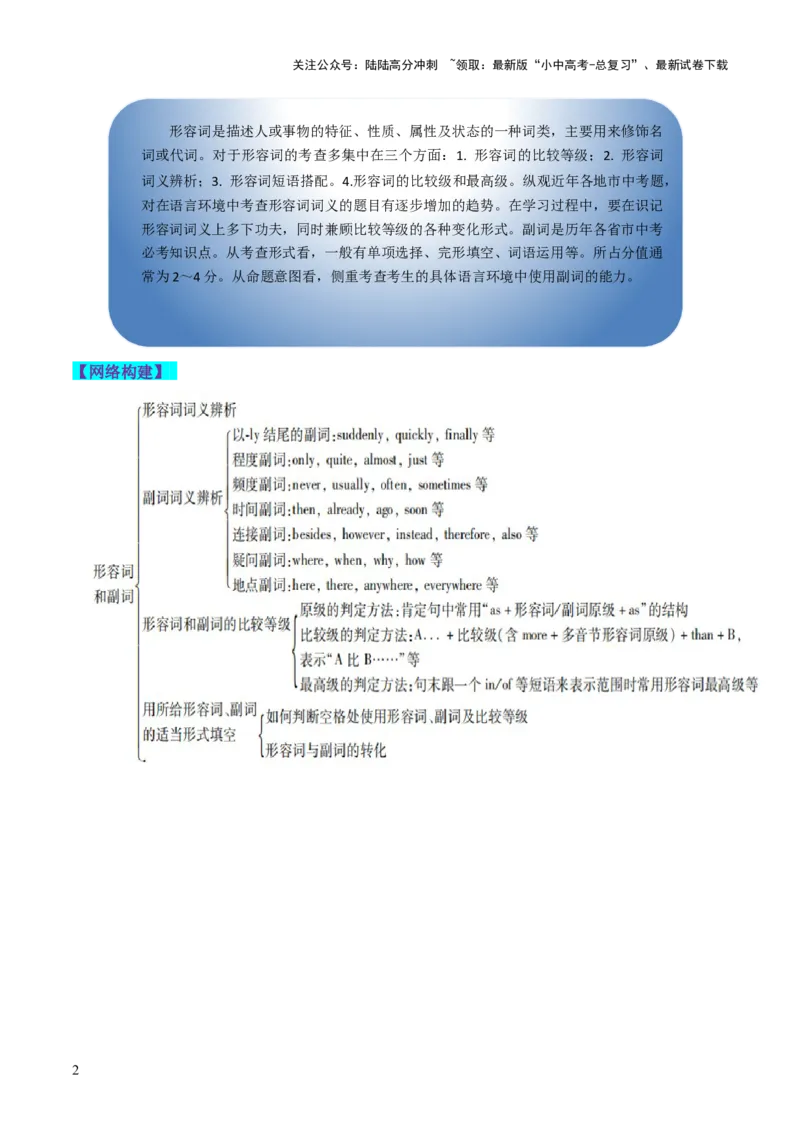 第14讲形容词、副词（讲义）-2024年中考英语一轮复习讲练测（全国通用）（原卷版）_02中考总复习（2026版更新中）_03-英语-中考总复习_2024年中考复习资料_一轮复习