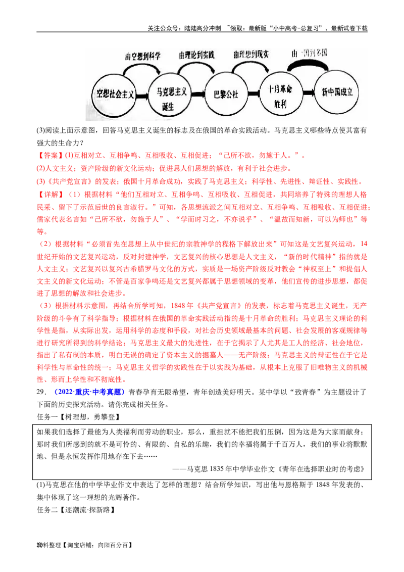 第21课马克思主义的诞生和国际共产主义的兴起（解析版）_02中考总复习（2026版更新中）_06-历史-中考总复习_2024年中考复习资料_专项复习资料_九年级上册（单元内分课时呈现）_解析版